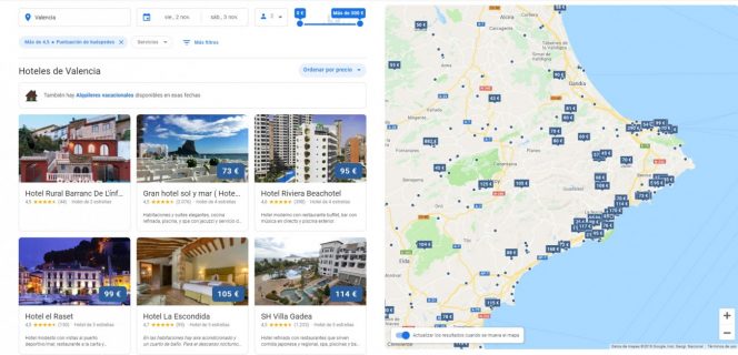 nuevo diseno hoteles google